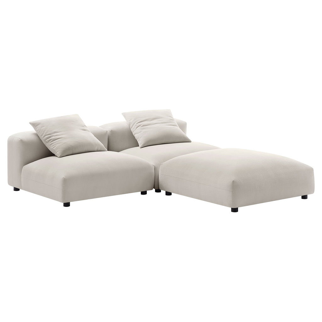 Solace 3-Piece Modular Upholstered Fabric Sectional Sofa - Salt
