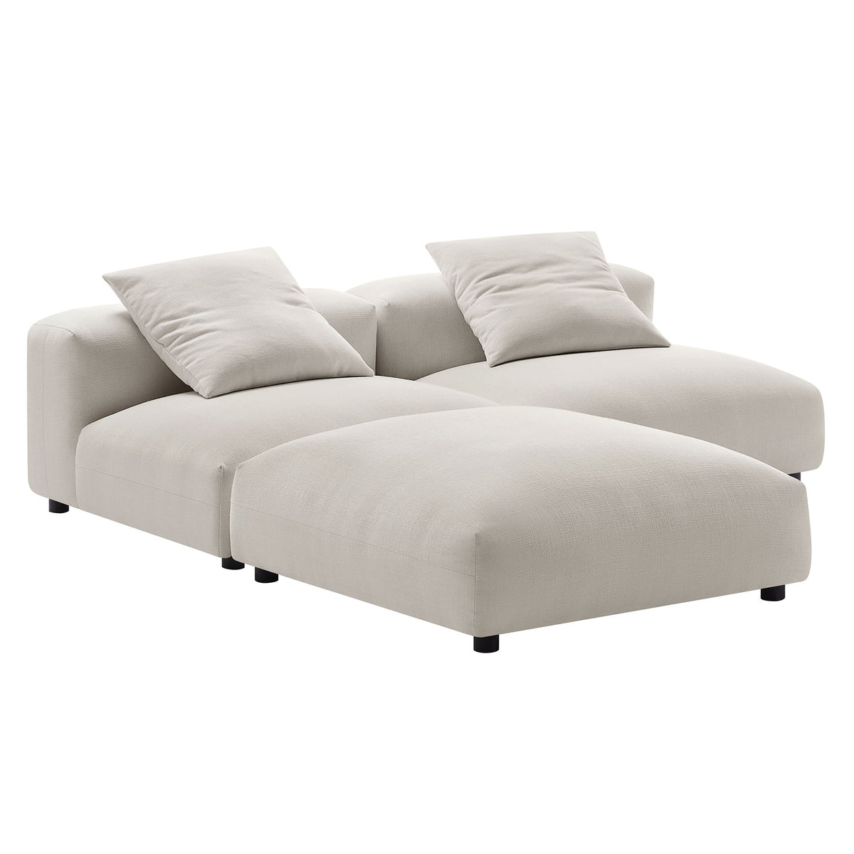 Solace 3-Piece Modular Upholstered Fabric Sectional Sofa - Salt