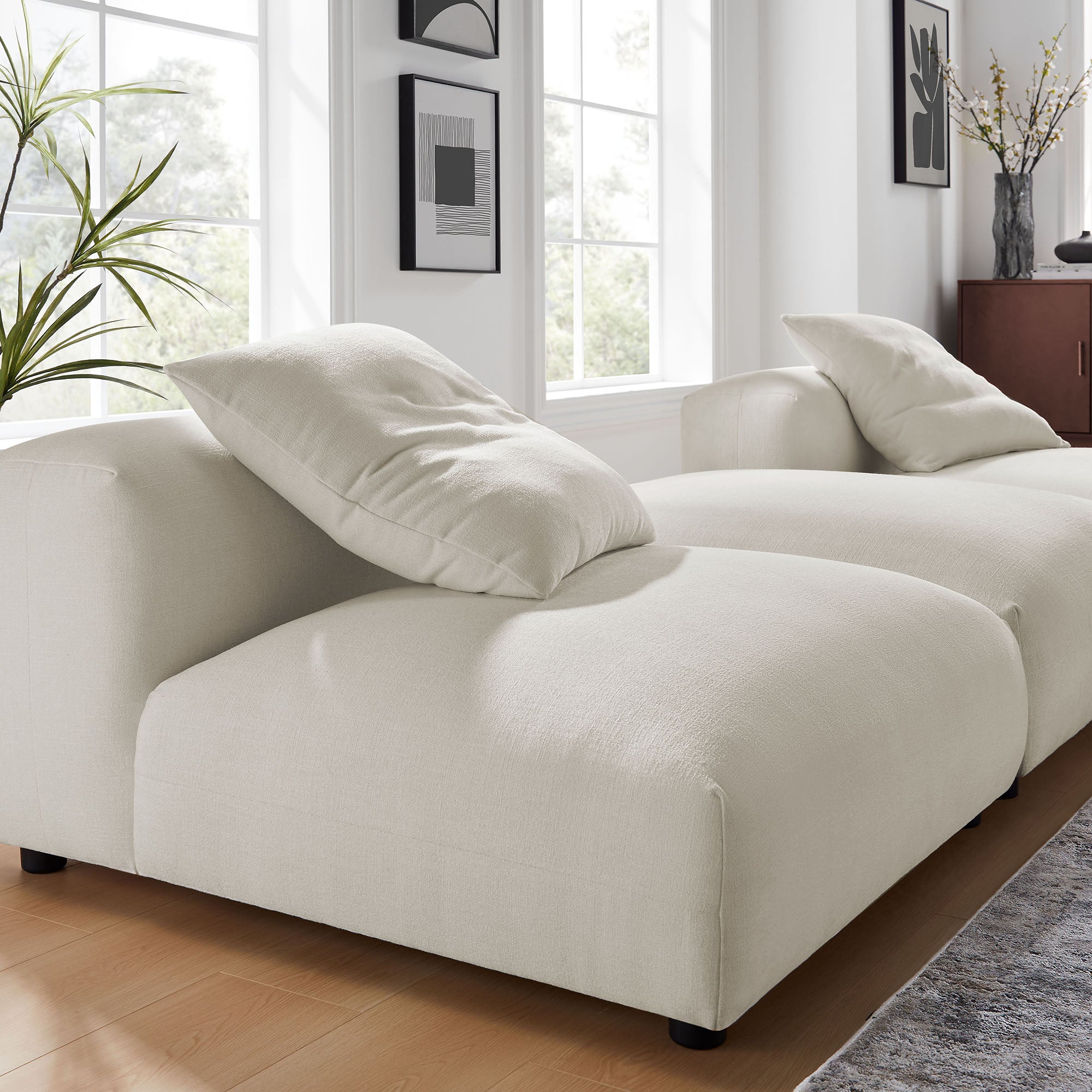 Solace 3-Piece Modular Upholstered Fabric Sectional Sofa - Salt