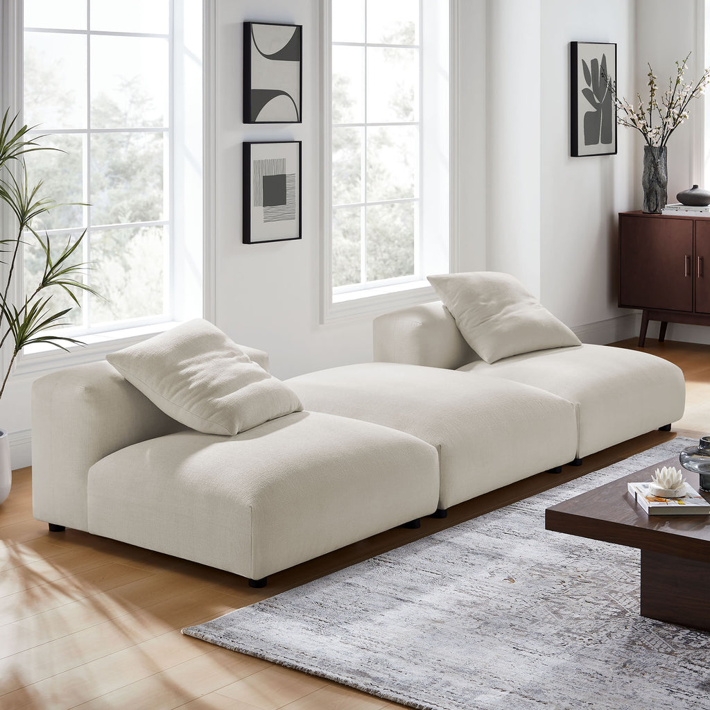 Solace 3-Piece Modular Upholstered Fabric Sectional Sofa - Salt