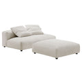 Solace Modular Corduroy Upholstered Armless Loveseat and Ottoman Set - Almond