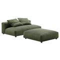 Solace Modular Corduroy Upholstered Armless Loveseat and Ottoman Set - Fern