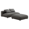 Solace Modular Upholstered Fabric Armless Loveseat and Ottoman Set - Charcoal