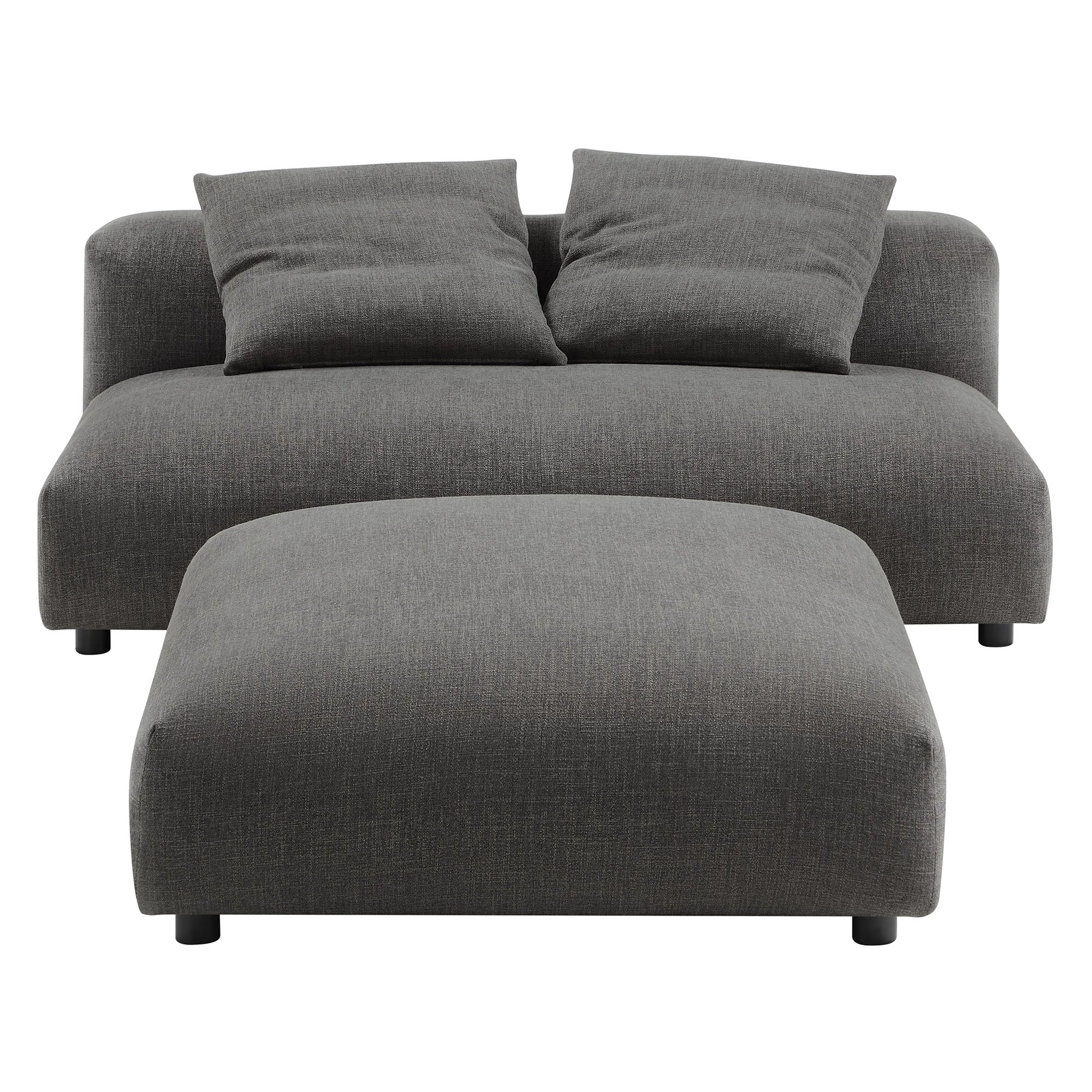 Solace Modular Upholstered Fabric Armless Loveseat and Ottoman Set - Charcoal