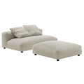 Solace Modular Upholstered Fabric Armless Loveseat and Ottoman Set - Linen