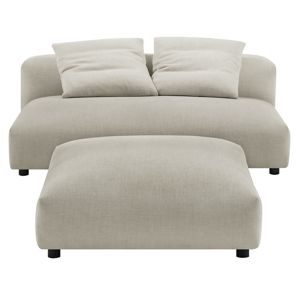 Solace Modular Upholstered Fabric Armless Loveseat and Ottoman Set - Linen