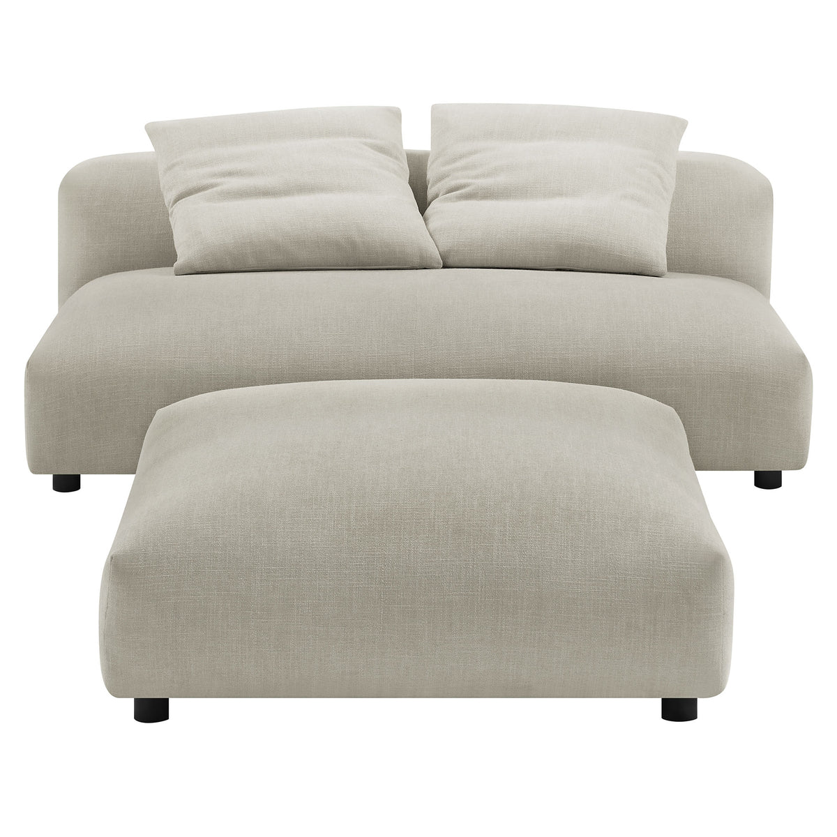 Solace Modular Upholstered Fabric Armless Loveseat and Ottoman Set - Linen