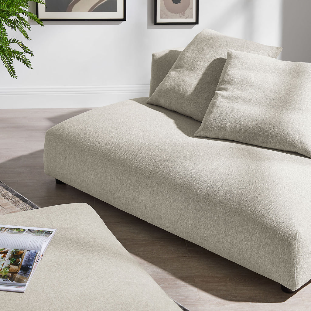 Solace Modular Upholstered Fabric Armless Loveseat and Ottoman Set - Linen