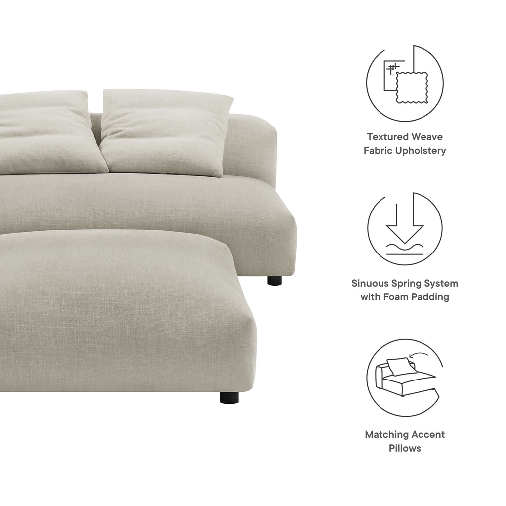 Solace Modular Upholstered Fabric Armless Loveseat and Ottoman Set - Linen