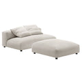 Solace Modular Upholstered Fabric Armless Loveseat and Ottoman Set - Salt