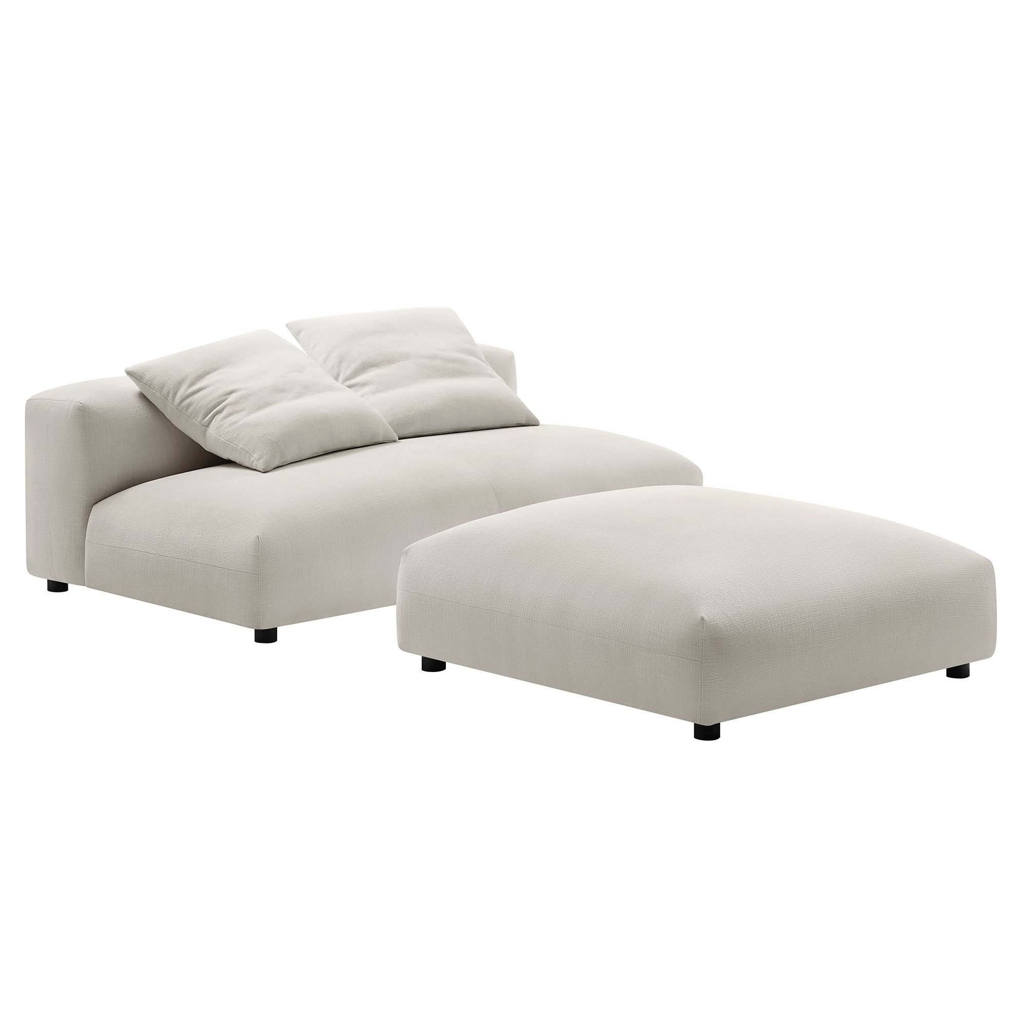 Solace Modular Upholstered Fabric Armless Loveseat and Ottoman Set - Salt