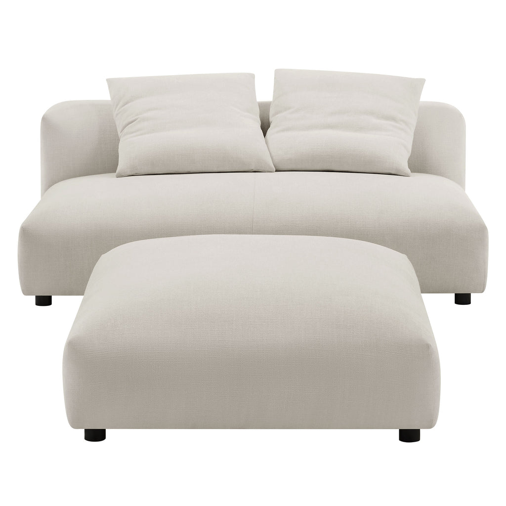 Solace Modular Upholstered Fabric Armless Loveseat and Ottoman Set - Salt
