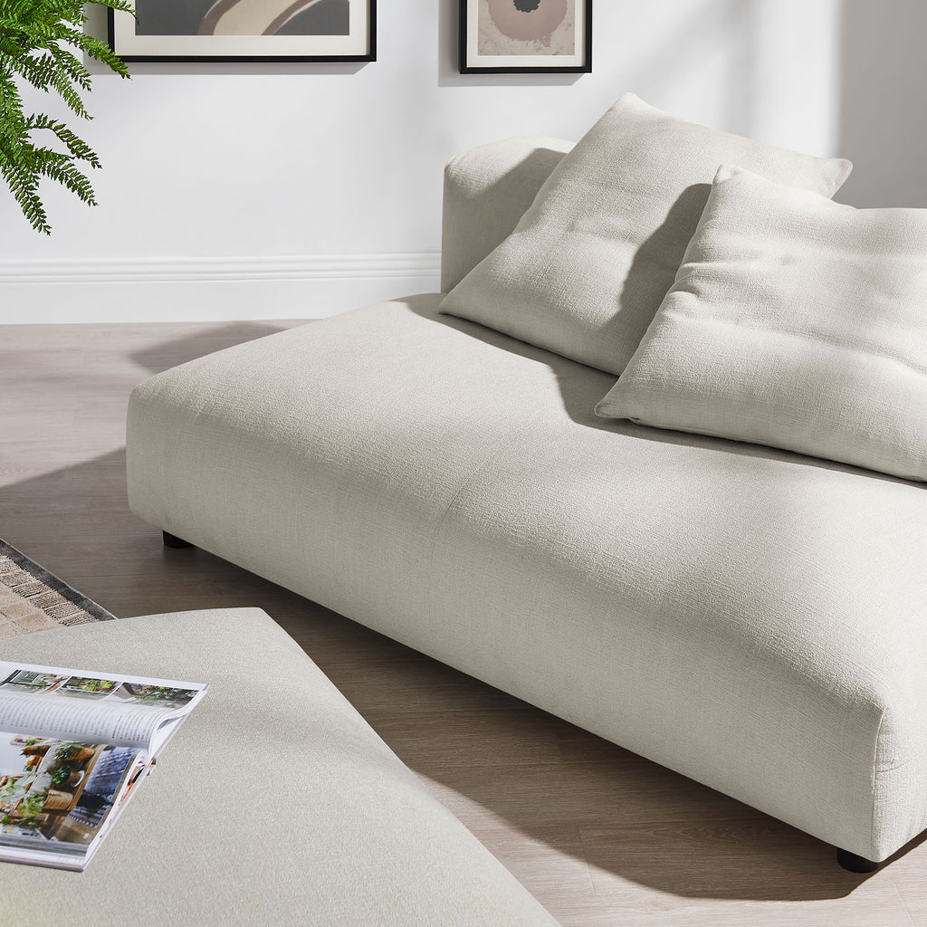 Solace Modular Upholstered Fabric Armless Loveseat and Ottoman Set - Salt