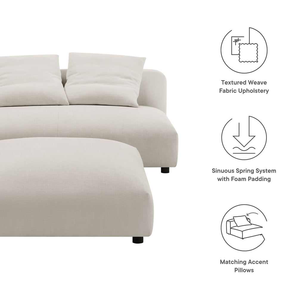 Solace Modular Upholstered Fabric Armless Loveseat and Ottoman Set - Salt