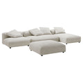 Solace 4-Piece Modular Corduroy Upholstered Sectional Sofa With Ottoman - Almond
