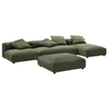 Solace 4-Piece Modular Corduroy Upholstered Sectional Sofa With Ottoman - Fern