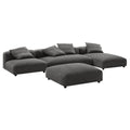 Solace 4-Piece Modular Upholstered Fabric Sectional Sofa With Ottoman - Charcoal