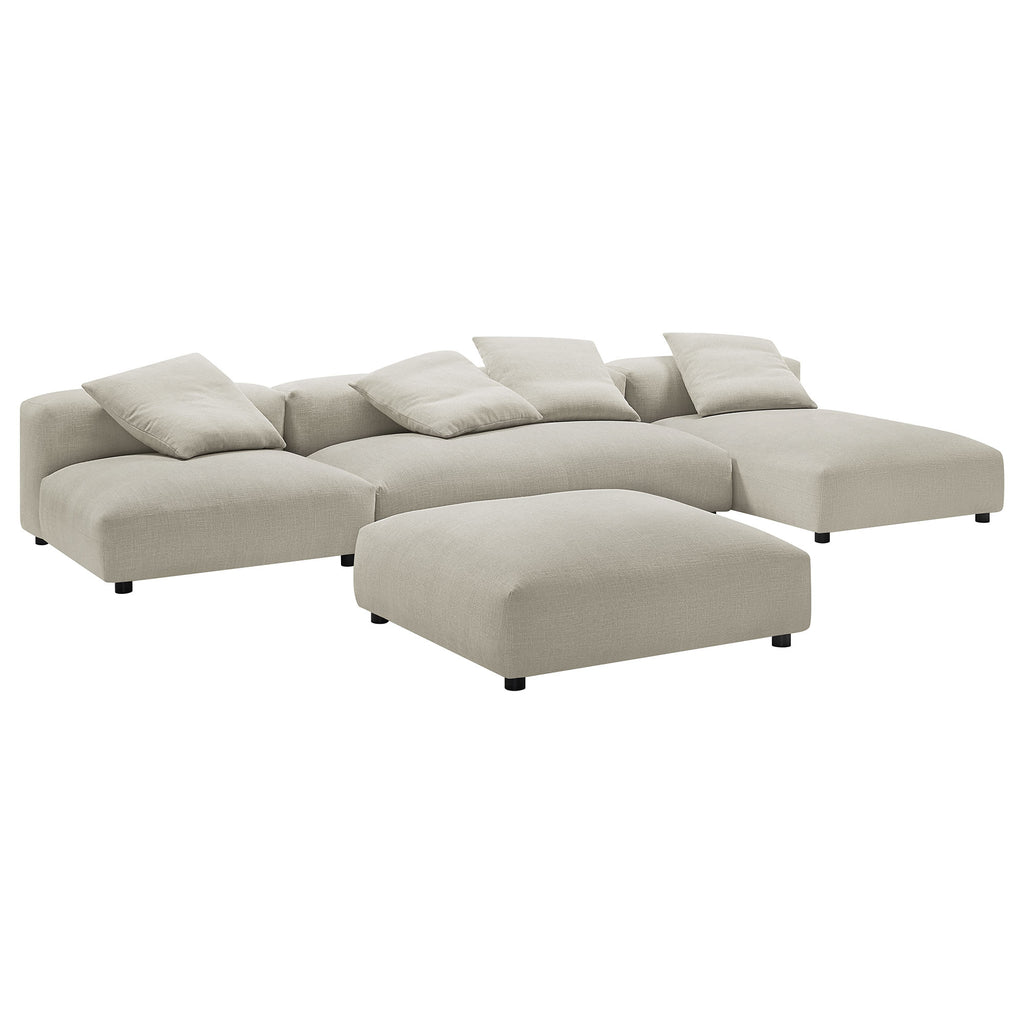 Solace 4-Piece Modular Upholstered Fabric Sectional Sofa With Ottoman - Linen