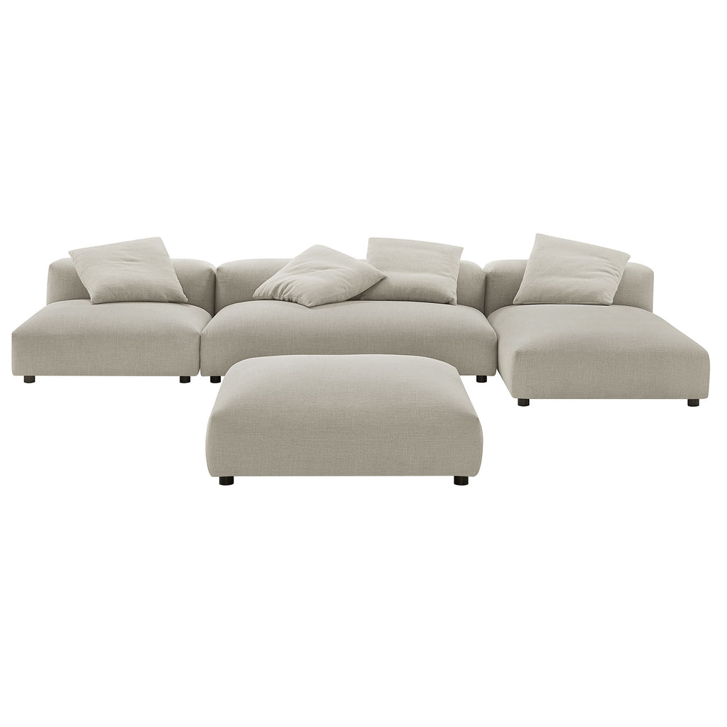 Solace 4-Piece Modular Upholstered Fabric Sectional Sofa With Ottoman - Linen