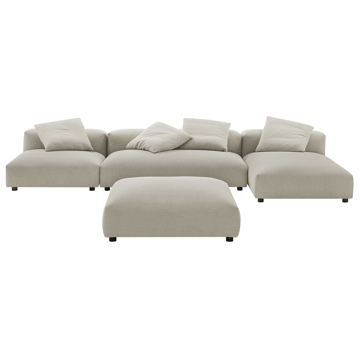Solace 4-Piece Modular Upholstered Fabric Sectional Sofa With Ottoman - Linen