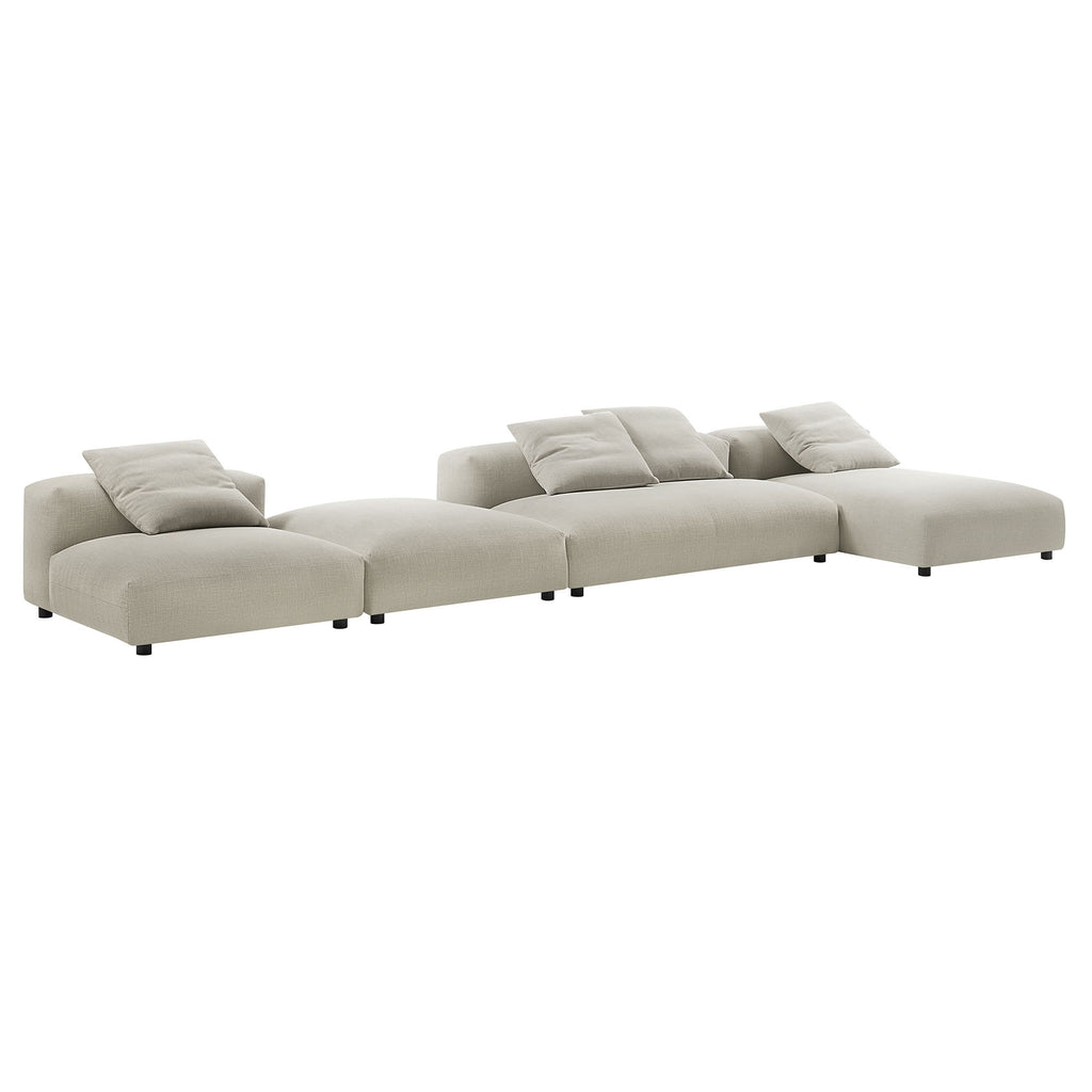 Solace 4-Piece Modular Upholstered Fabric Sectional Sofa With Ottoman - Linen