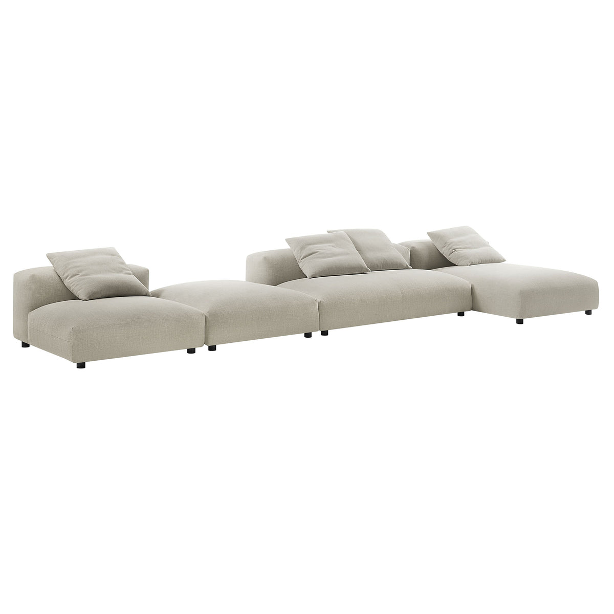 Solace 4-Piece Modular Upholstered Fabric Sectional Sofa With Ottoman - Linen