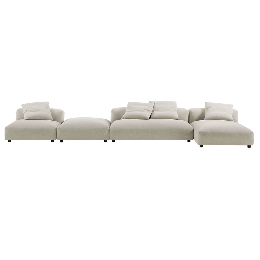 Solace 4-Piece Modular Upholstered Fabric Sectional Sofa With Ottoman - Linen