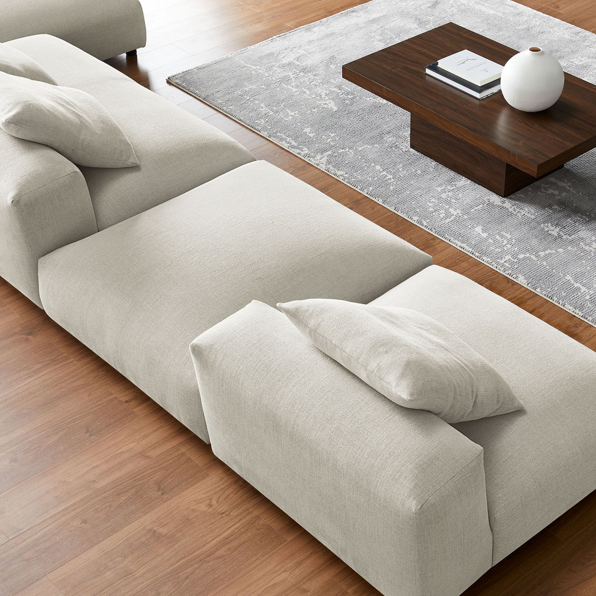 Solace 4-Piece Modular Upholstered Fabric Sectional Sofa With Ottoman - Linen