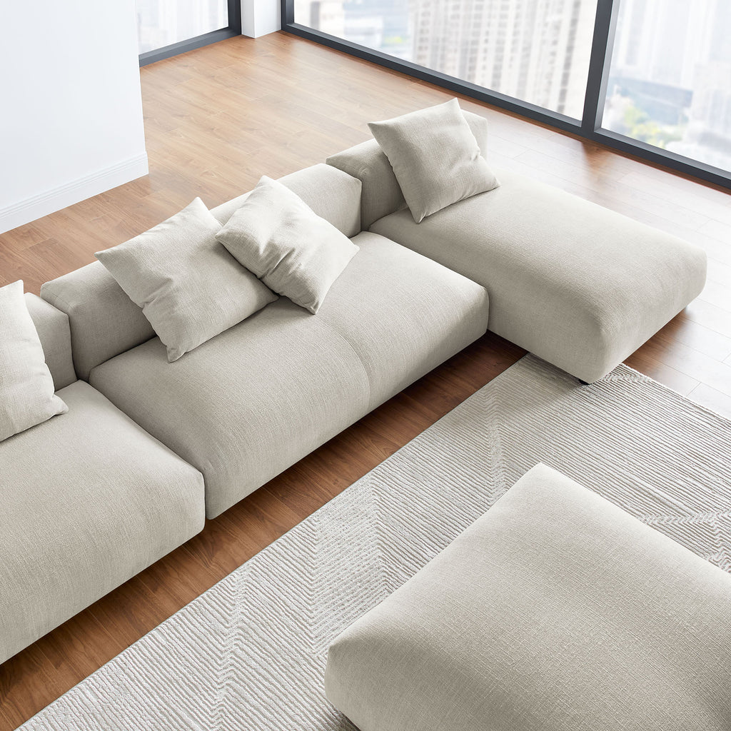 Solace 4-Piece Modular Upholstered Fabric Sectional Sofa With Ottoman - Linen