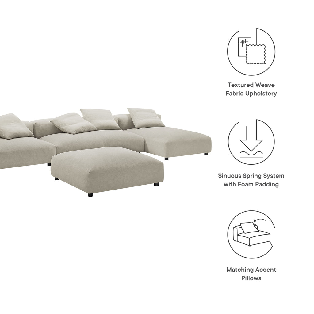 Solace 4-Piece Modular Upholstered Fabric Sectional Sofa With Ottoman - Linen
