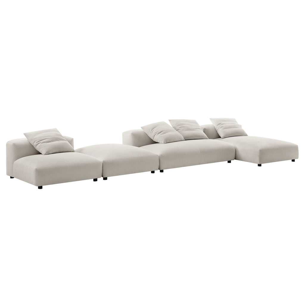 Solace 4-Piece Modular Upholstered Fabric Sectional Sofa With Ottoman - Salt