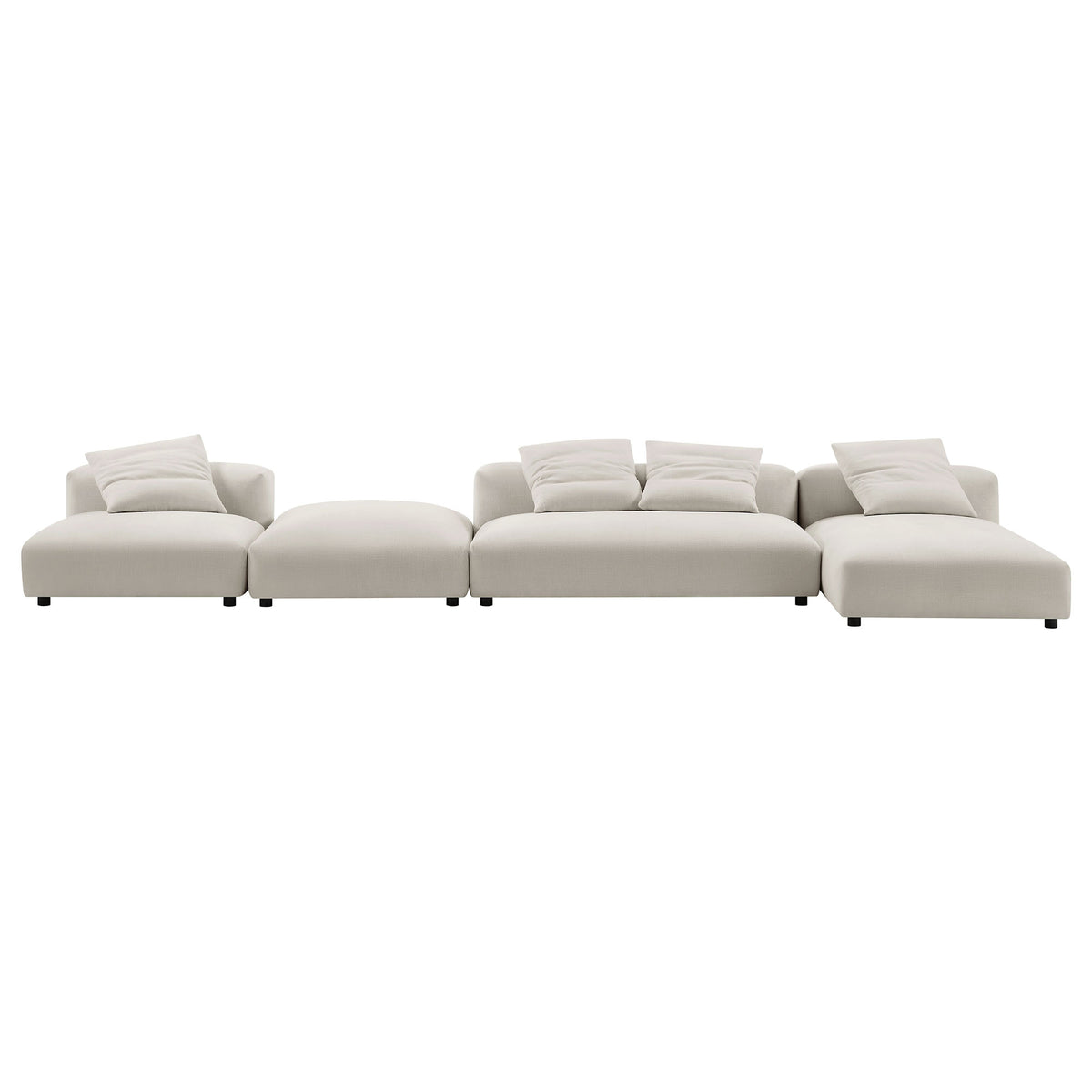 Solace 4-Piece Modular Upholstered Fabric Sectional Sofa With Ottoman - Salt