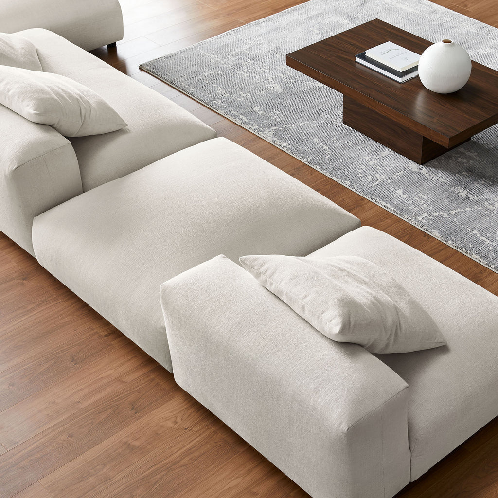 Solace 4-Piece Modular Upholstered Fabric Sectional Sofa With Ottoman - Salt