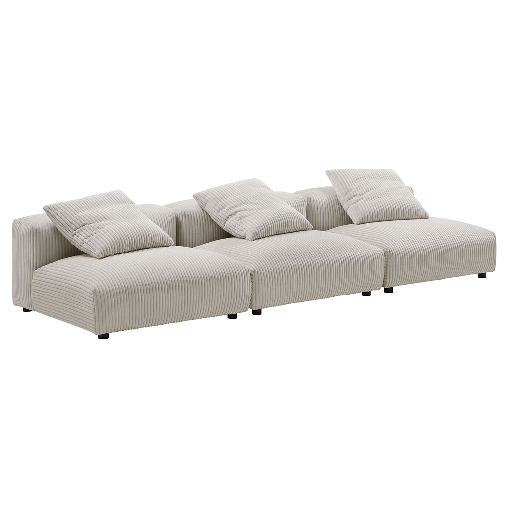 Solace 3-Piece Modular Corduroy Upholstered Sofa - Almond