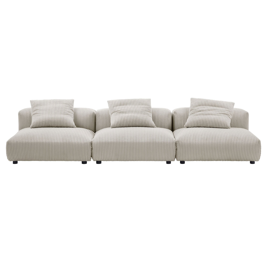 Solace 3-Piece Modular Corduroy Upholstered Sofa - Almond