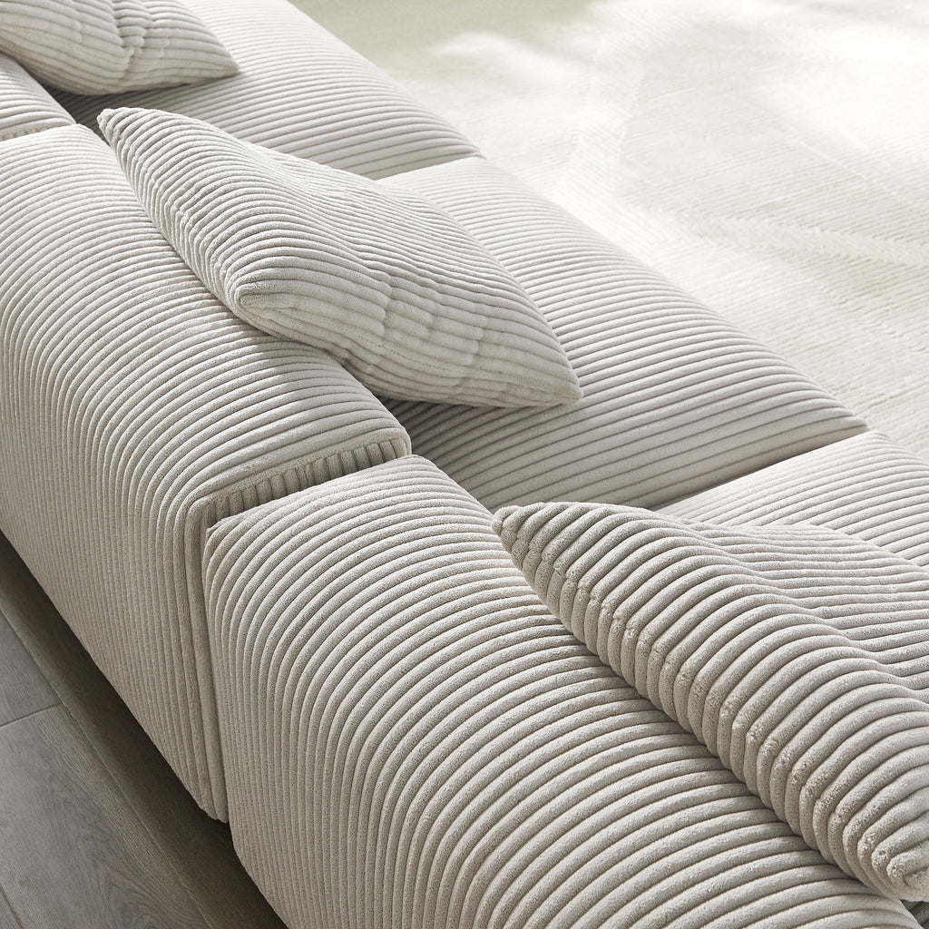 Solace 3-Piece Modular Corduroy Upholstered Sofa - Almond