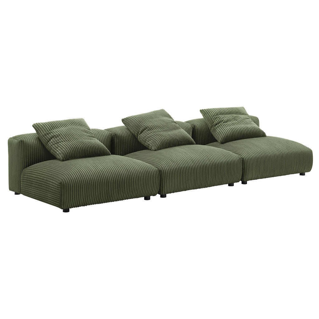 Solace 3-Piece Modular Corduroy Upholstered Sofa - Fern