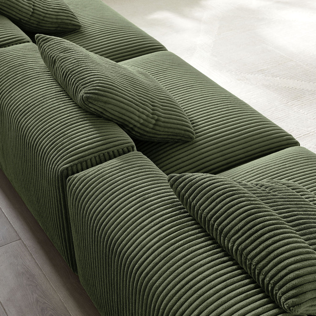 Solace 3-Piece Modular Corduroy Upholstered Sofa - Fern