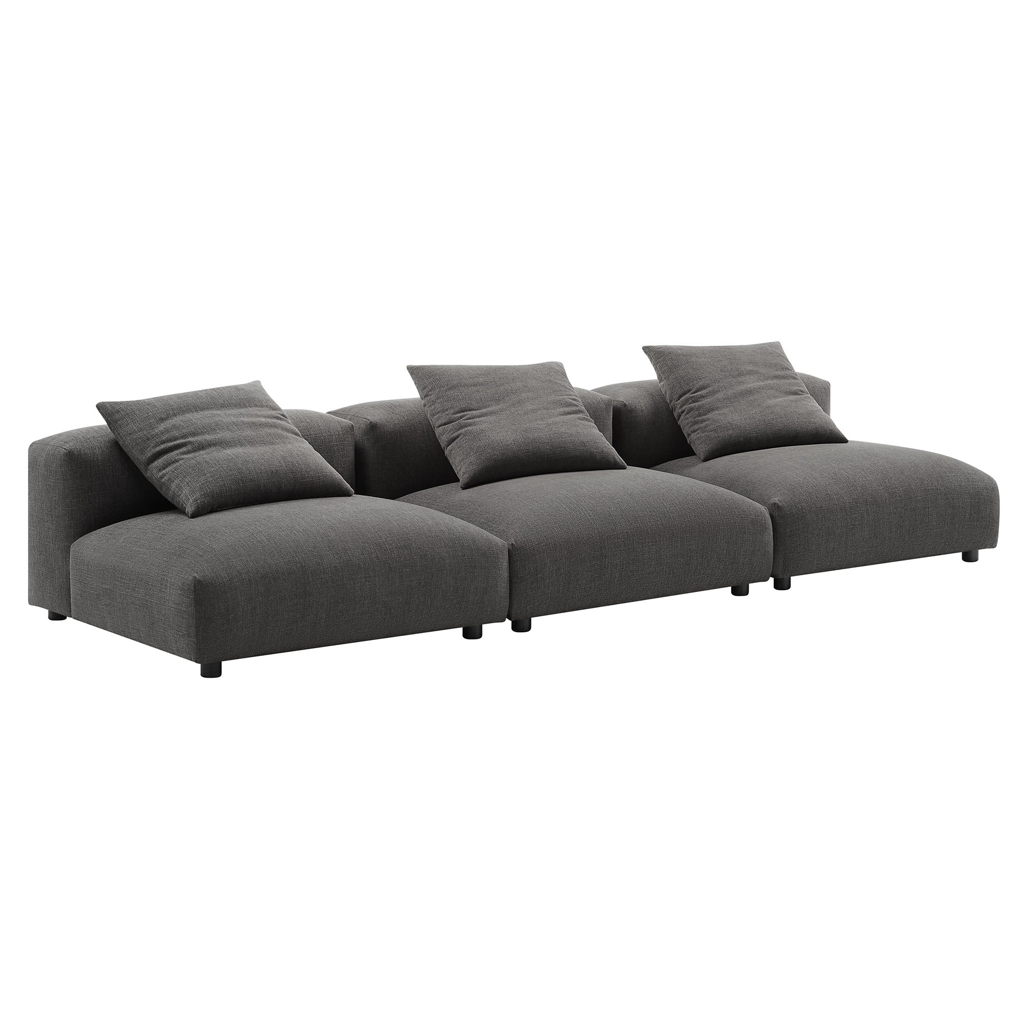 Solace 3-Piece Modular Upholstered Fabric Sofa - Charcoal