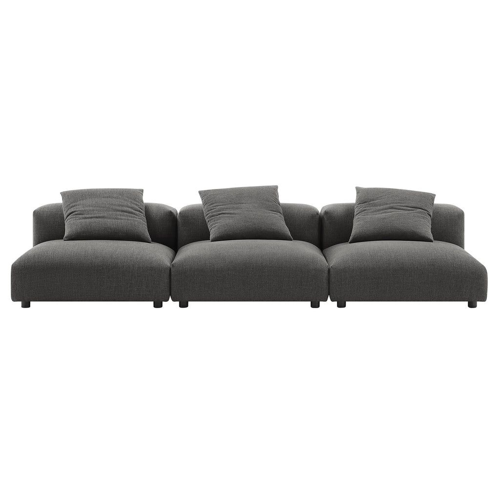 Solace 3-Piece Modular Upholstered Fabric Sofa - Charcoal
