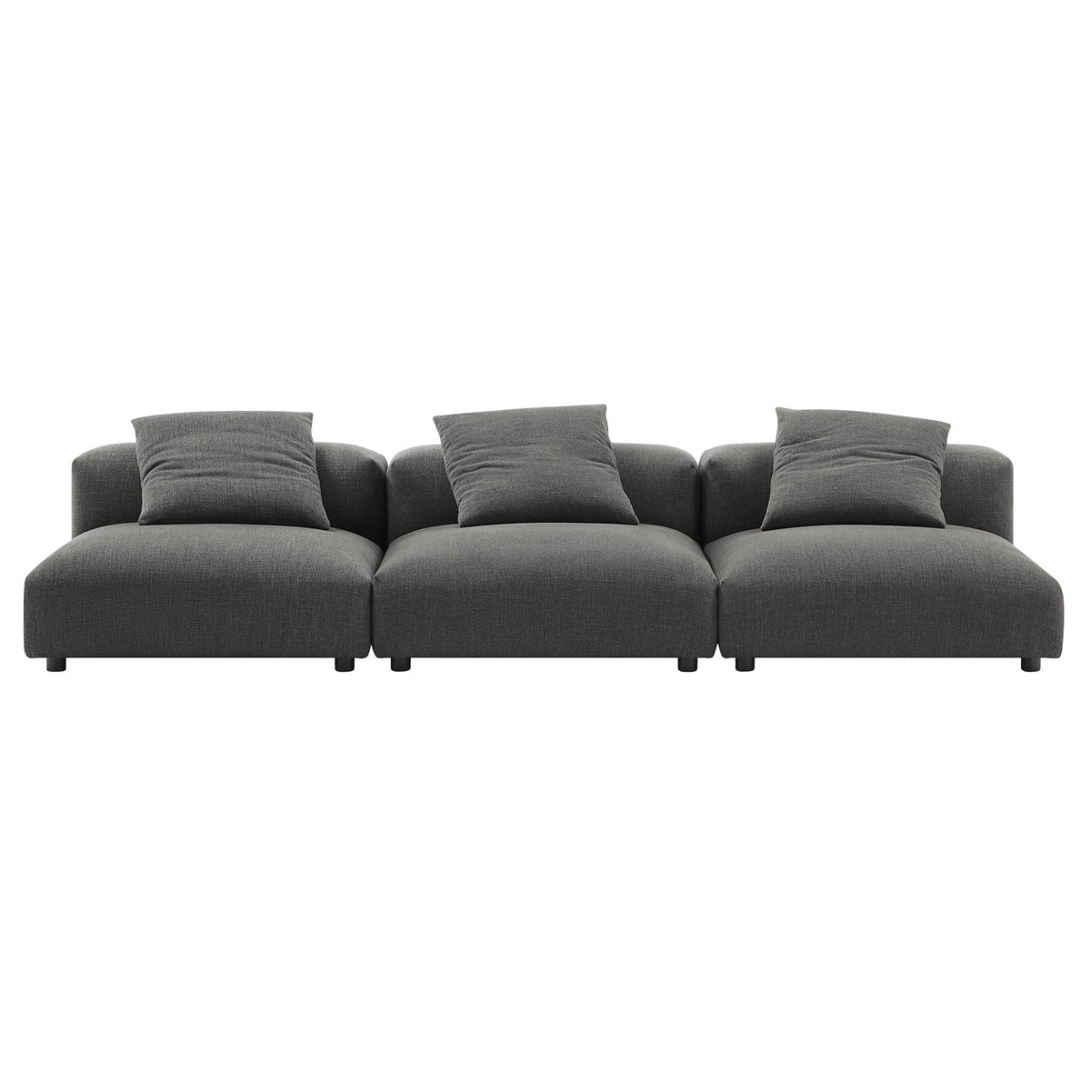 Solace 3-Piece Modular Upholstered Fabric Sofa - Charcoal