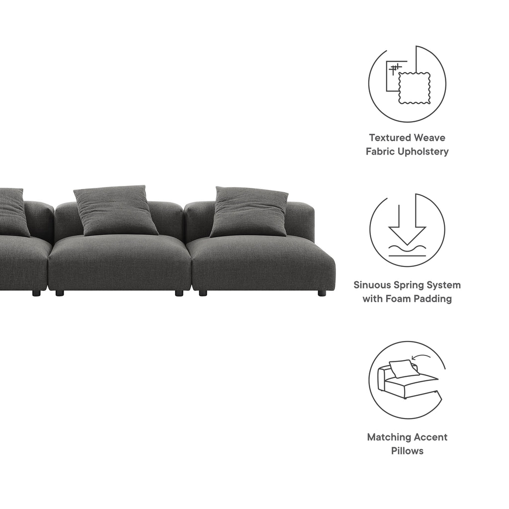 Solace 3-Piece Modular Upholstered Fabric Sofa - Charcoal