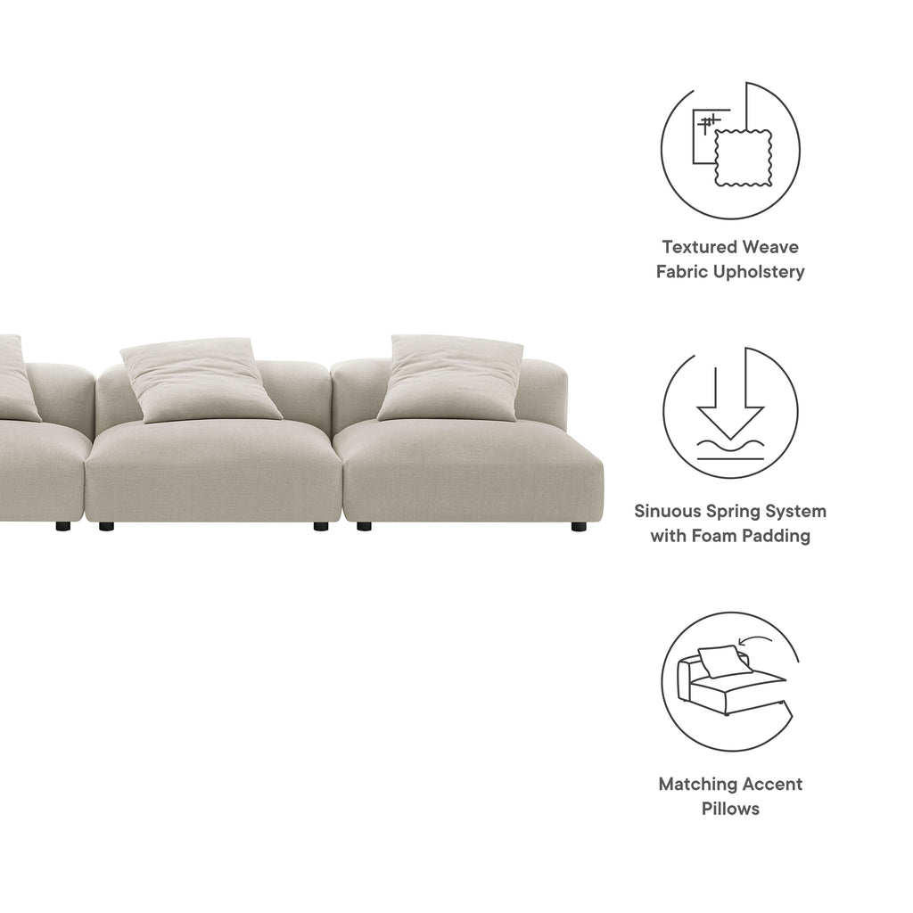 Solace 3-Piece Modular Upholstered Fabric Sofa - Linen