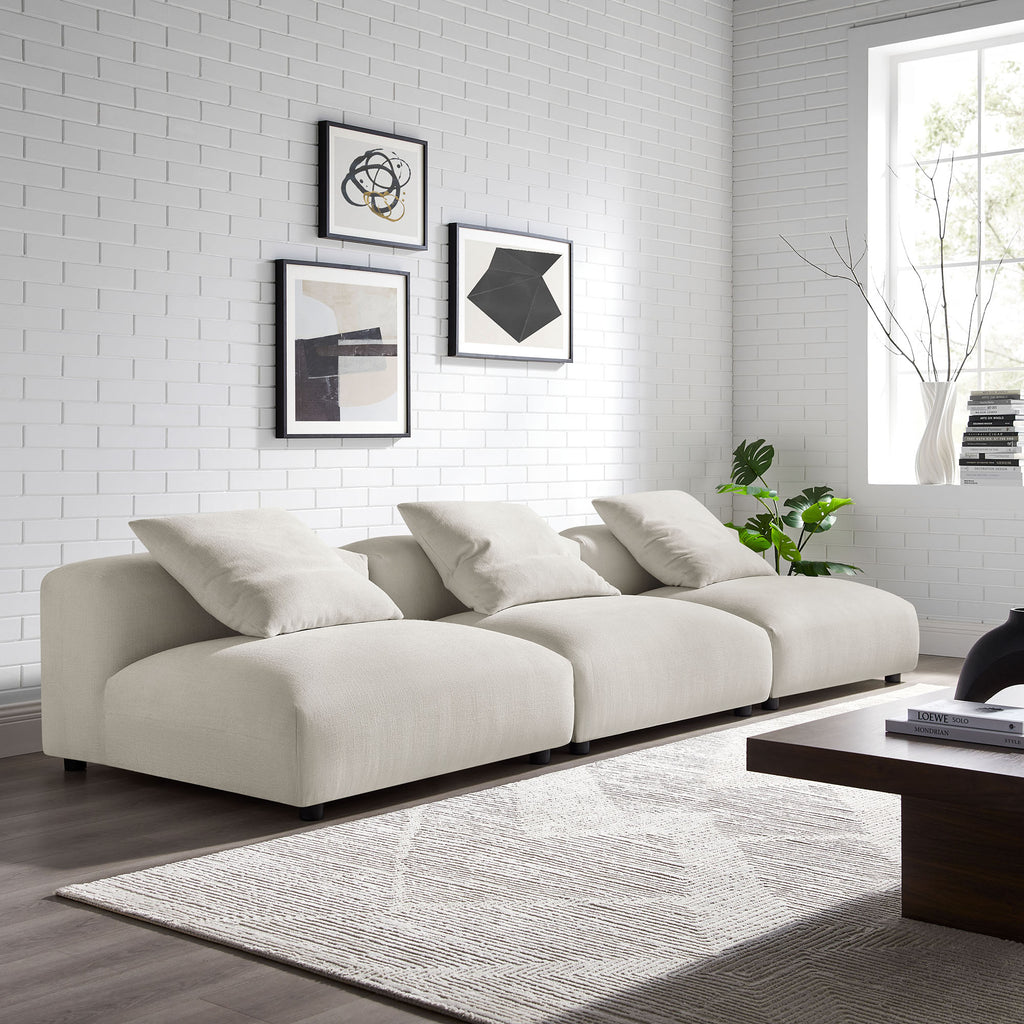 Solace 3-Piece Modular Upholstered Fabric Sofa - Salt