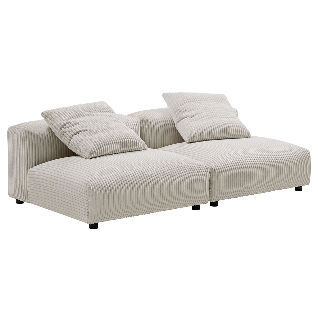 Solace 2-Piece Modular Corduroy Upholstered Sofa - Almond