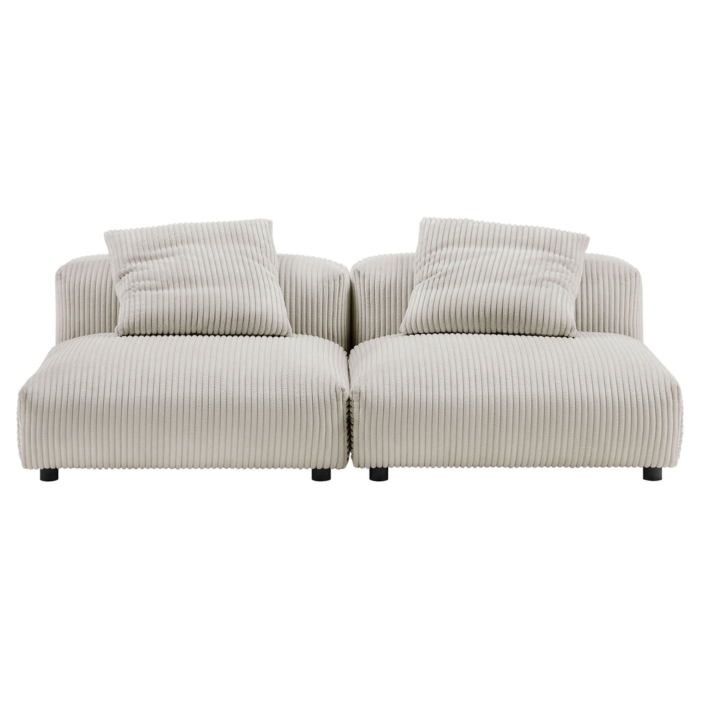 Solace 2-Piece Modular Corduroy Upholstered Sofa - Almond