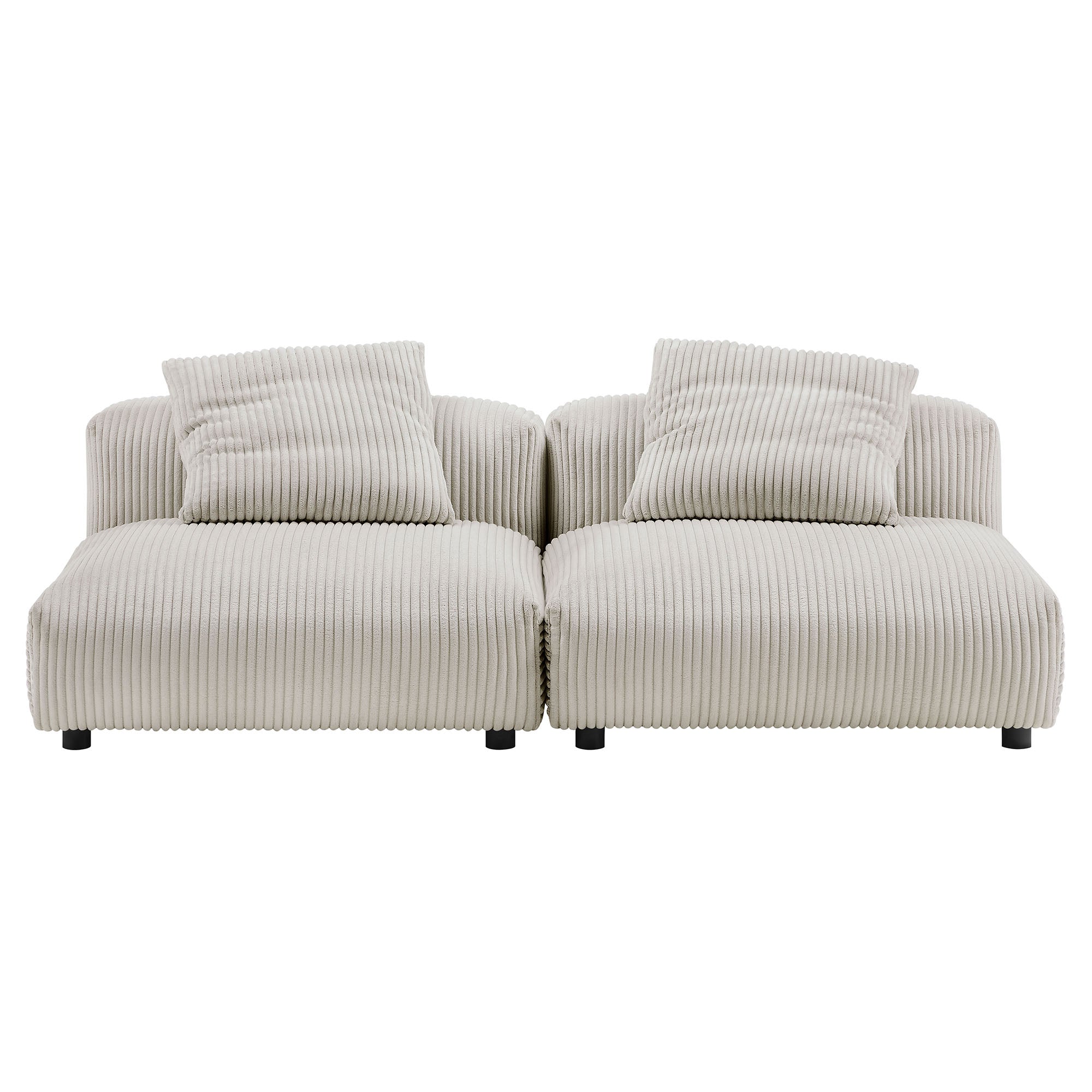 Solace 2-Piece Modular Corduroy Upholstered Sofa - Almond