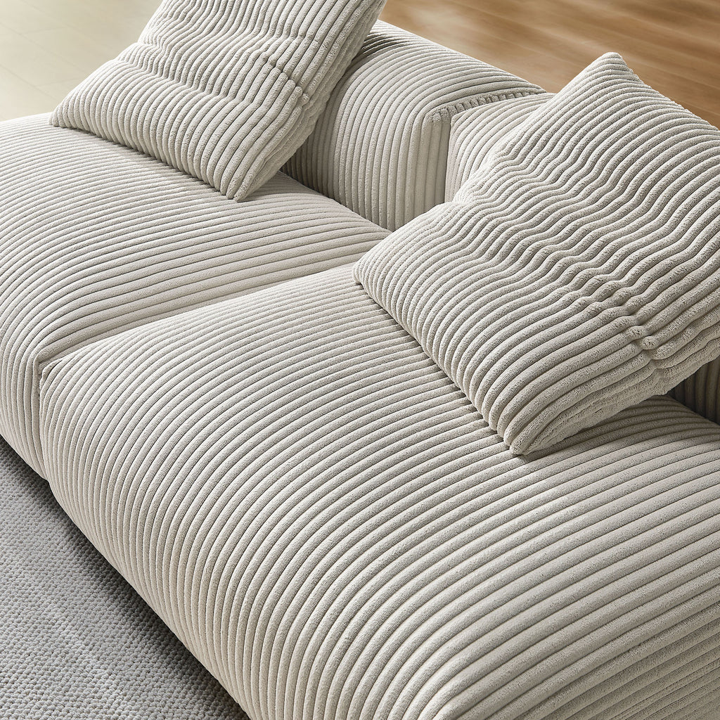 Solace 2-Piece Modular Corduroy Upholstered Sofa - Almond