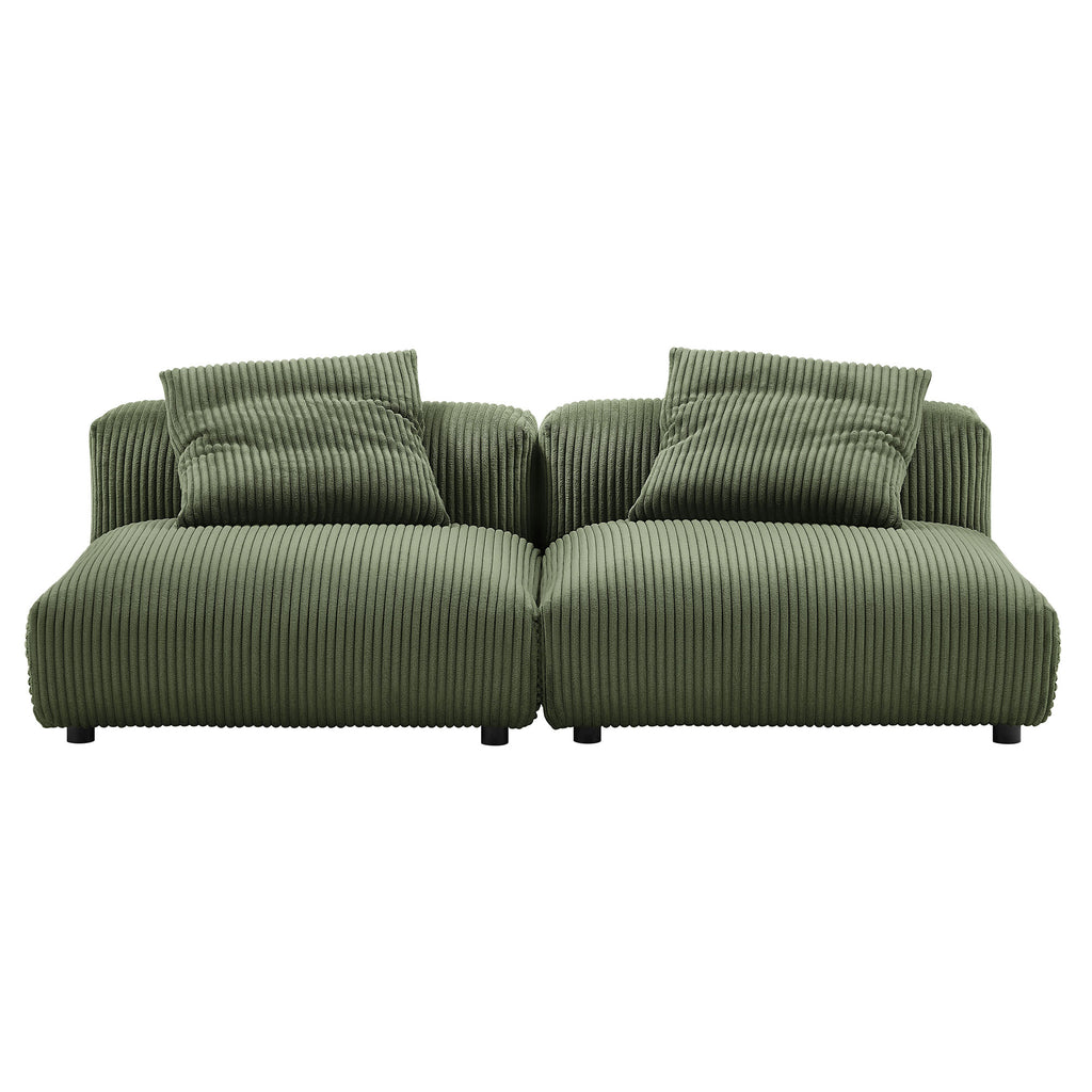 Solace 2-Piece Modular Corduroy Upholstered Sofa - Fern