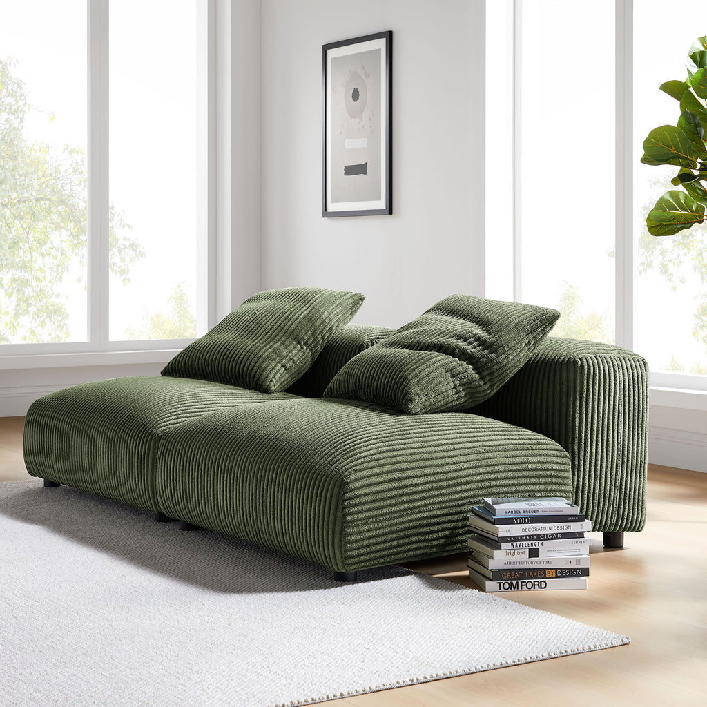 Solace 2-Piece Modular Corduroy Upholstered Sofa - Fern